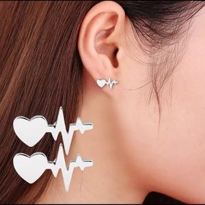 Heartbeat Stud Earrings in Silver.